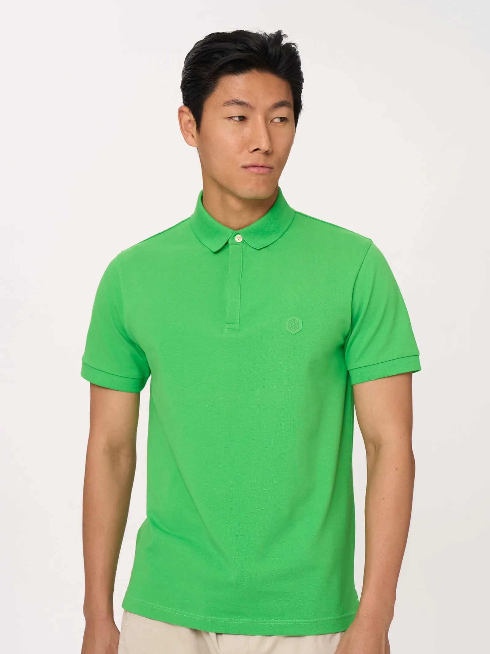 Polo in Eco Cotton Piquet Stretch - Dark Forest