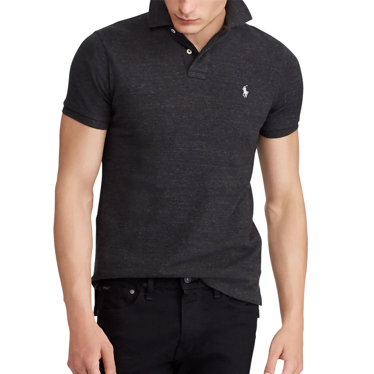 Polo Ralph Lauren - Slim Fit Mesh Polo Shirt in Black