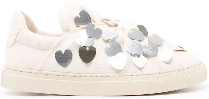 Ports 1961 heart-embellished low-top sneakers Neutrals