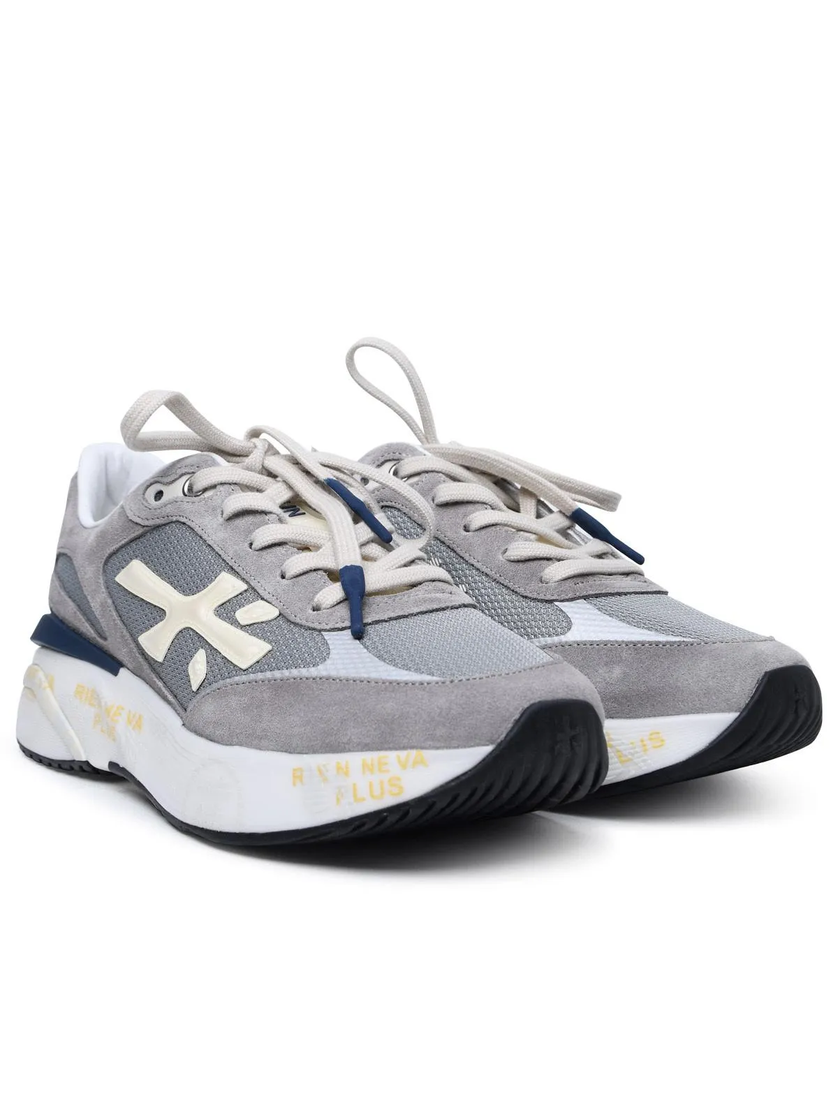 Premiata    Premiata 'Moerun' Sneakers In Lear And Grey Fabric