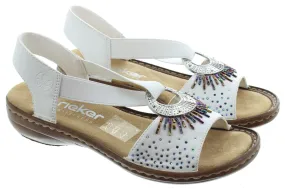 RIEKER Ladies 60880 Flat Sandals In White