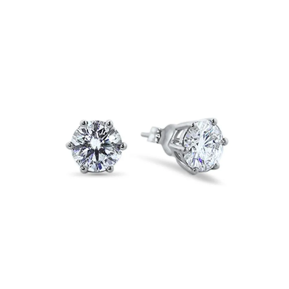 “Rosé” Moissanite 3ctw Round Colorless Solitaire Earrings (1.5ct ea) 