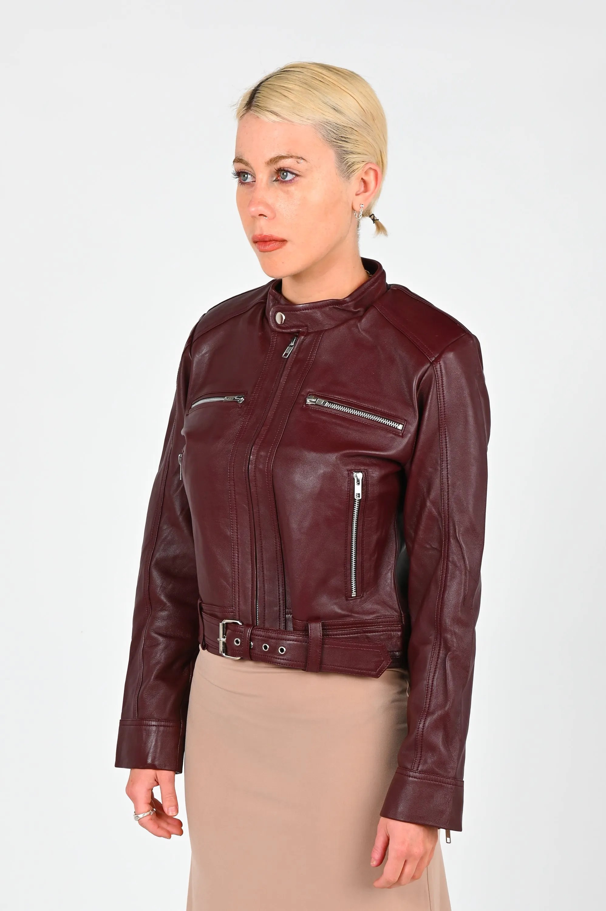 Sabi 'The Jacket' Leather Jacket In Wine