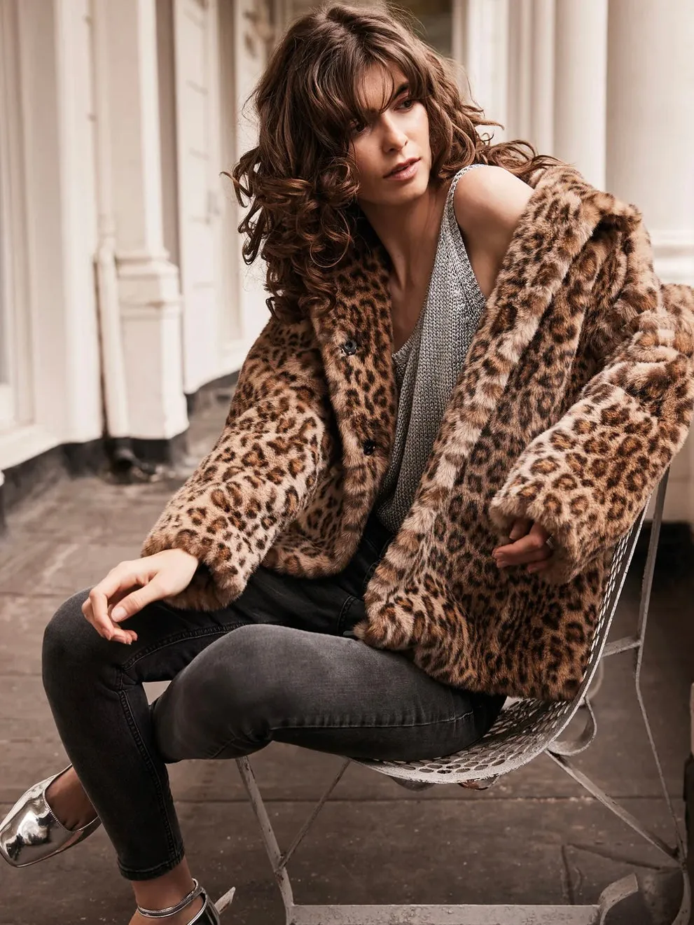 Sacs of Ashbourne   Issy London Claudia Luxe Leopard Faux Fur Jacket