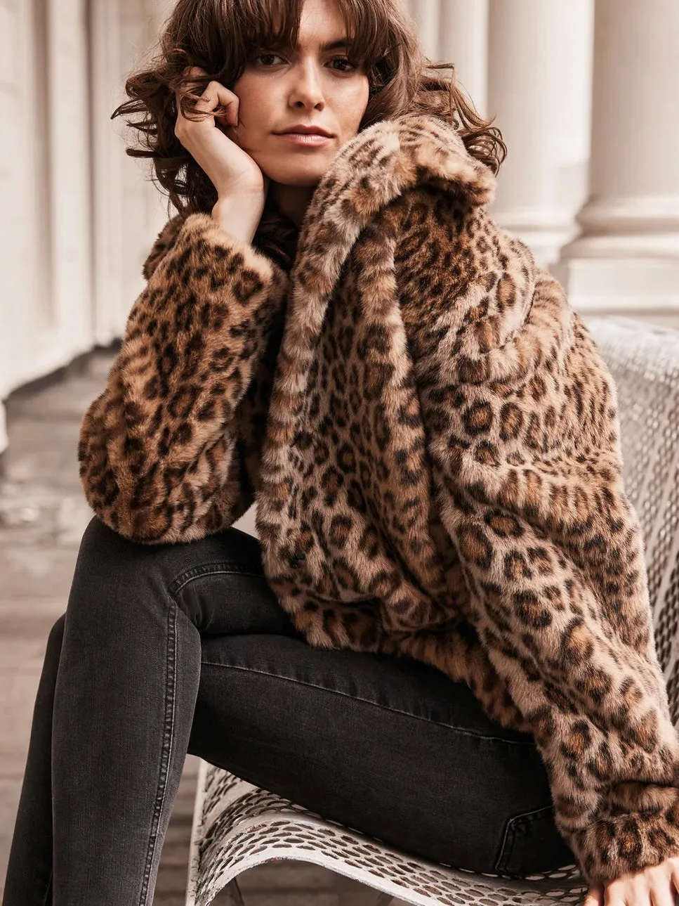 Sacs of Ashbourne   Issy London Claudia Luxe Leopard Faux Fur Jacket