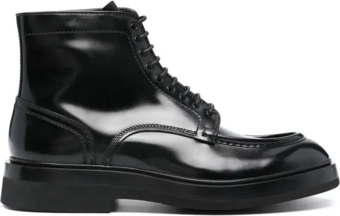 Santoni patent-leather boots Black