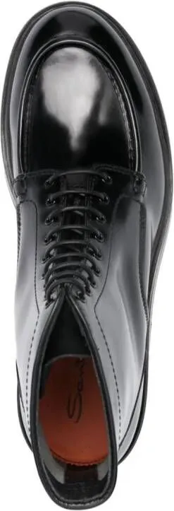 Santoni patent-leather boots Black