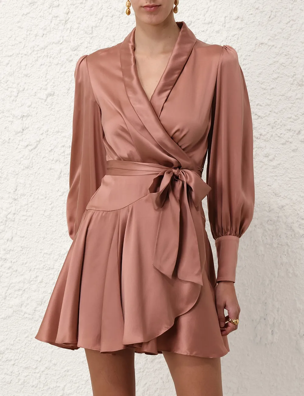 Silk Wrap Mini Dress