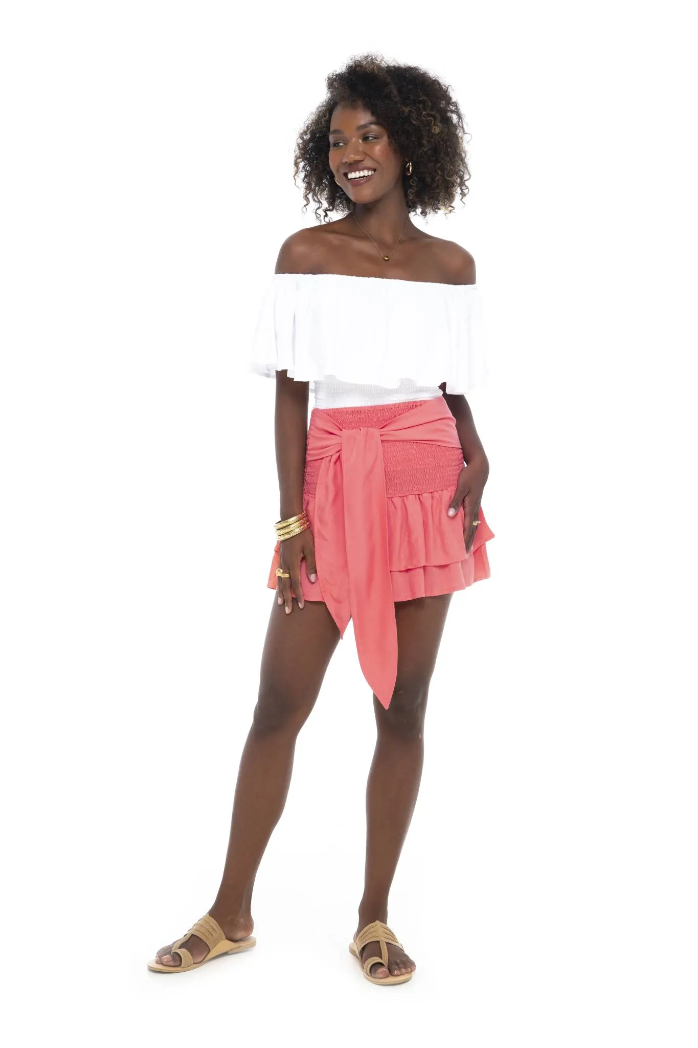 Solids Tie Short Skirt