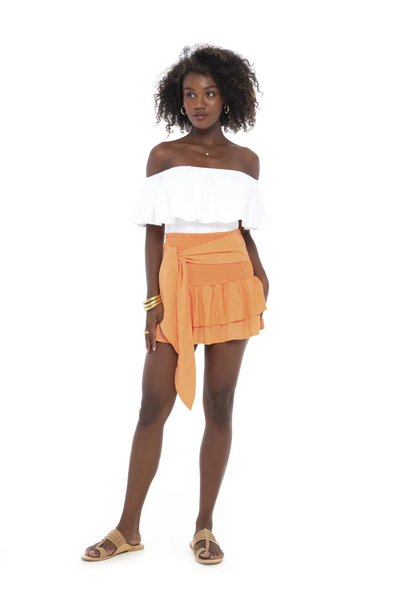 Solids Tie Short Skirt