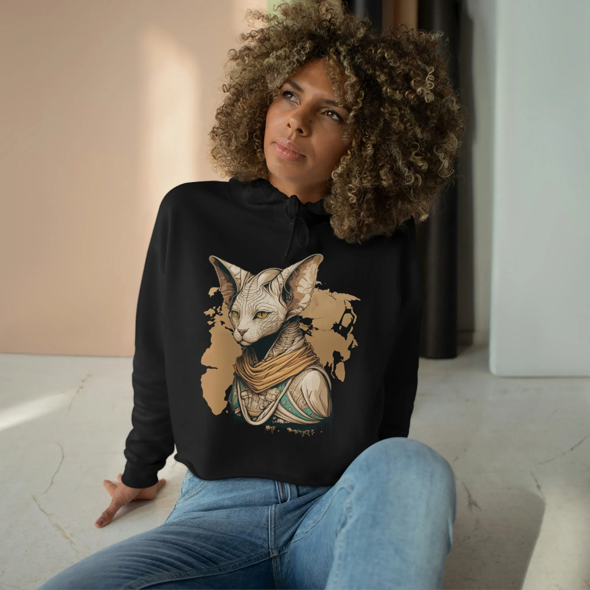 Sphynx Pharaoh Cat Crop Hoodie