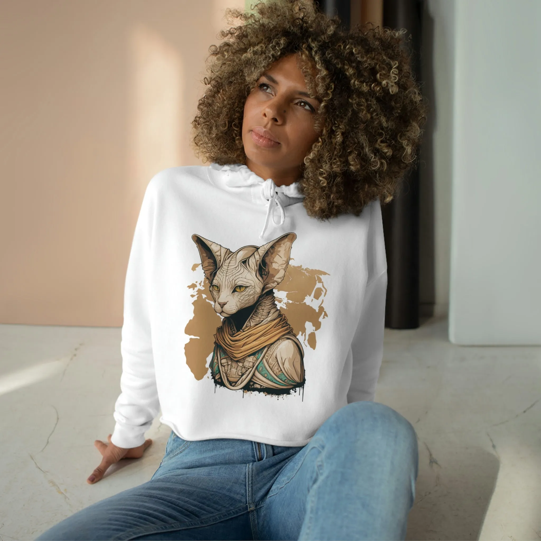 Sphynx Pharaoh Cat Crop Hoodie