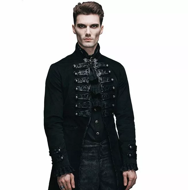 Steampunk Black Men's Double Breasted Coat