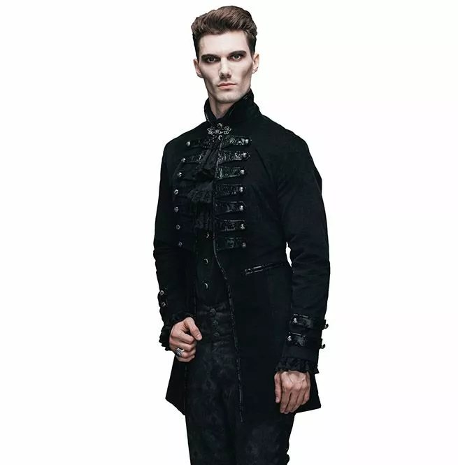 Steampunk Black Men's Double Breasted Coat