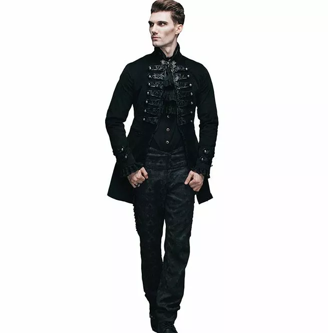 Steampunk Black Men's Double Breasted Coat