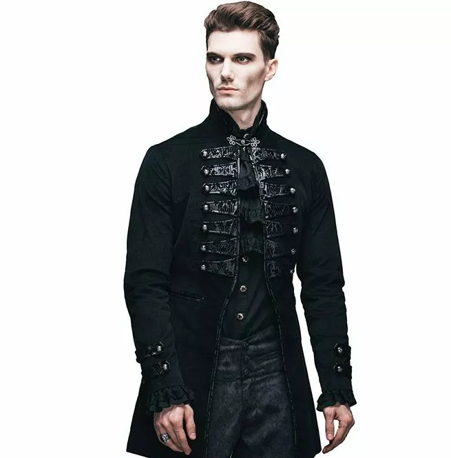 Steampunk Black Men's Double Breasted Coat