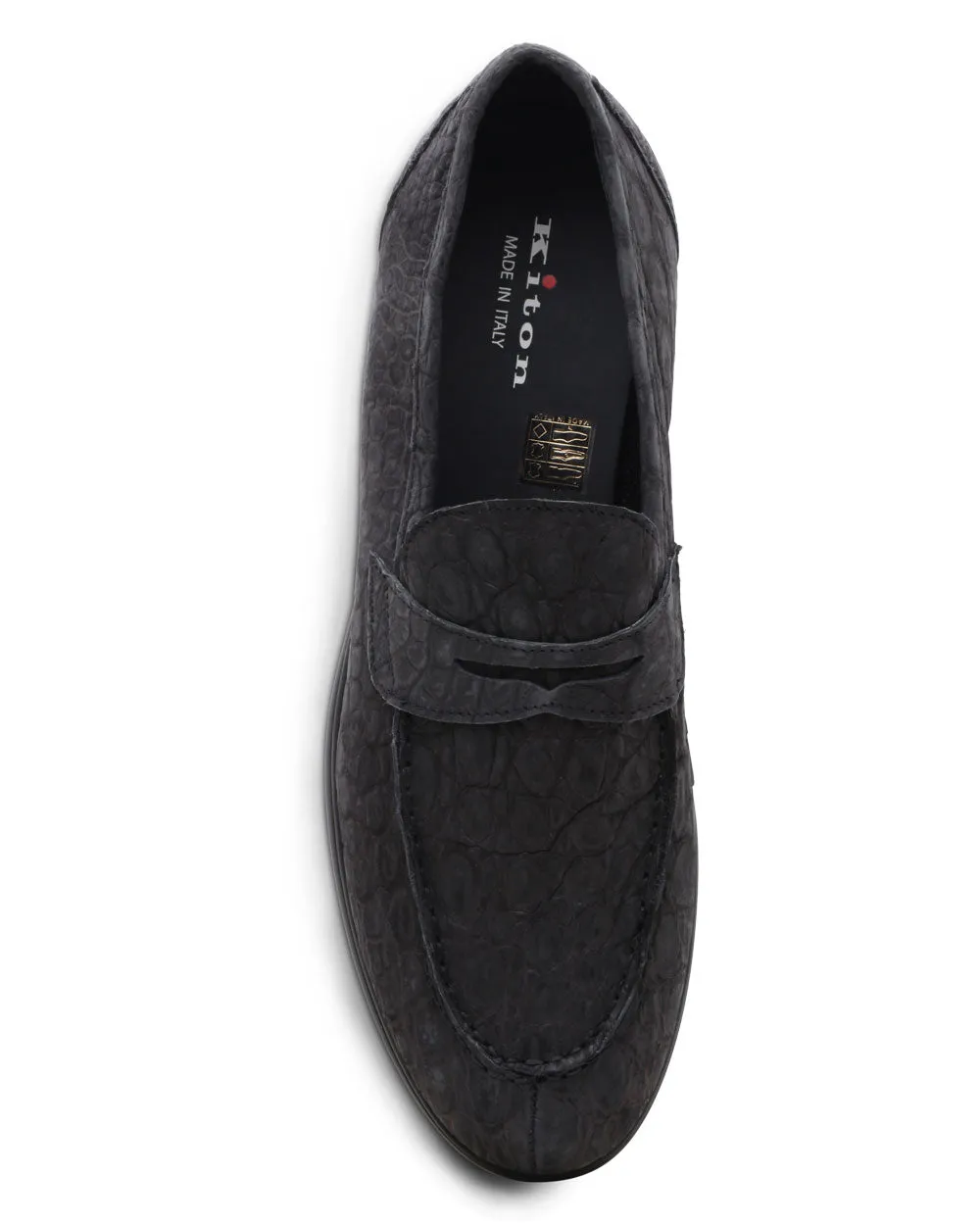 Suede Crocodile Casual Loafer in Black