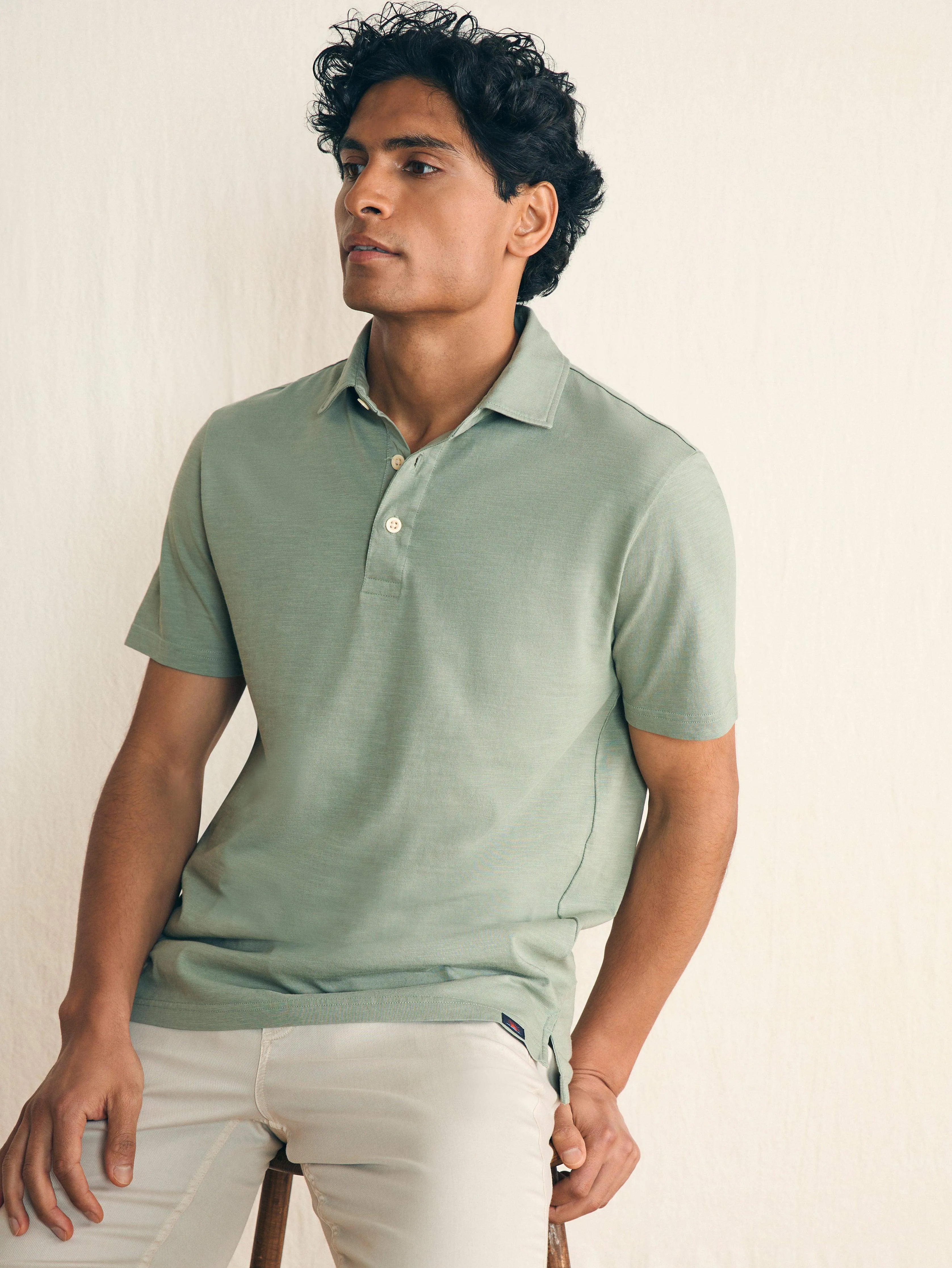 Sunwashed T-Shirt Polo - Faded Sage