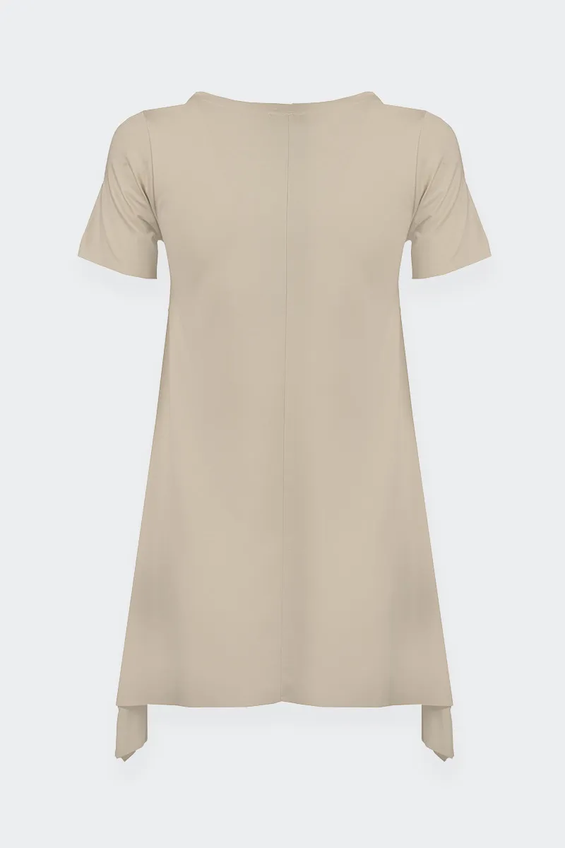 T-SHIRT LUNGA ASIMMETRICA BEIGE