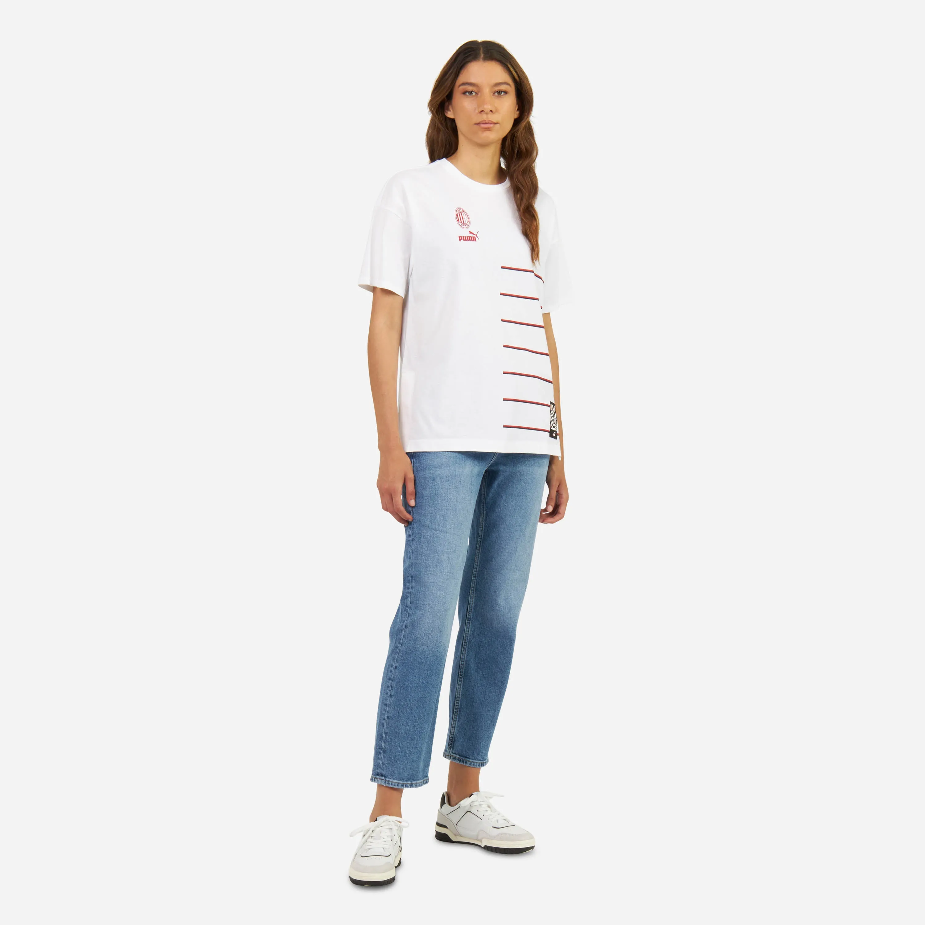 T-SHIRT MILAN DONNA CON STAMPE E SPACCHI LATERALI