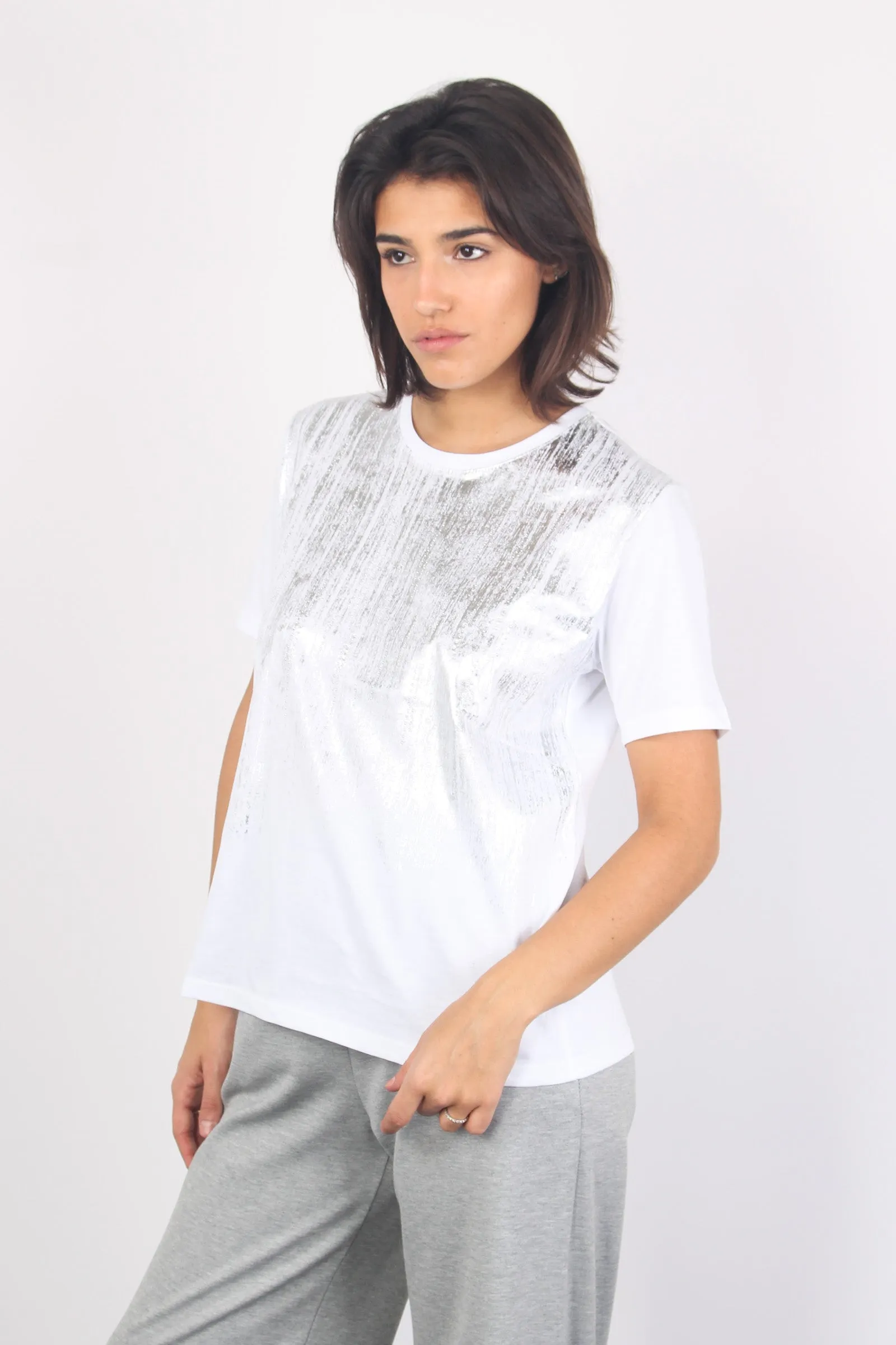 T-shirt Splamata Argento Bianco/argento