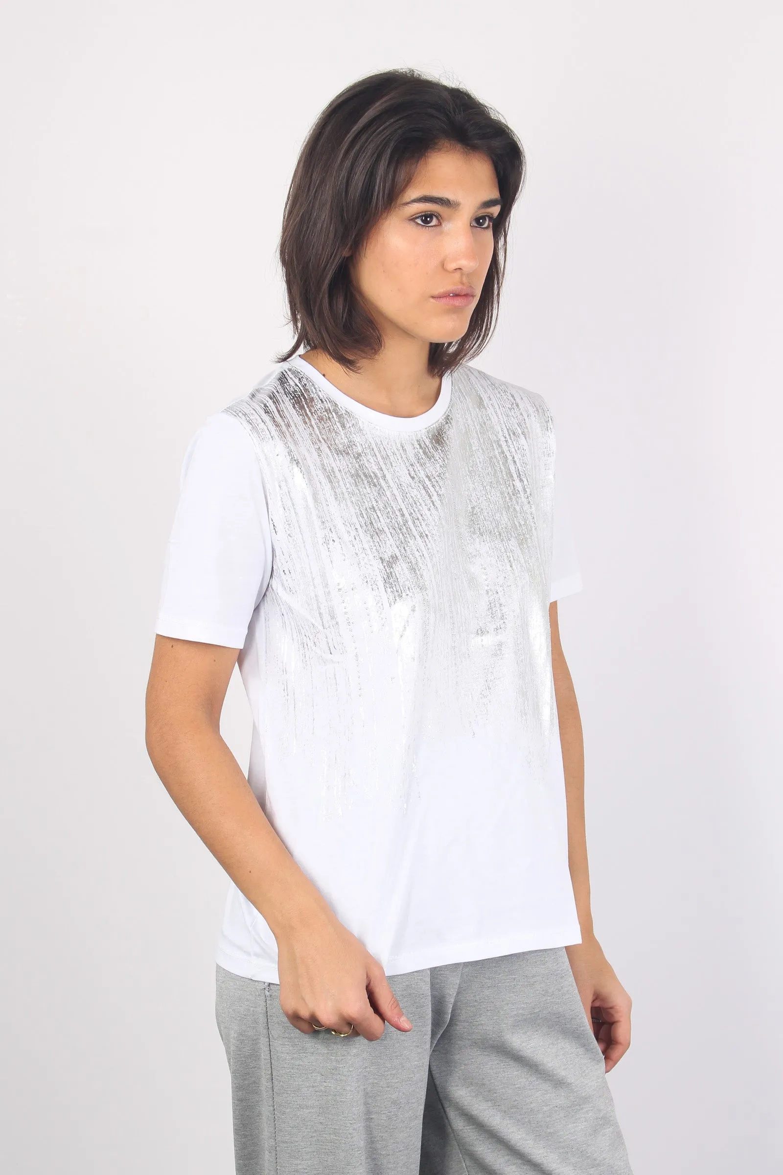 T-shirt Splamata Argento Bianco/argento