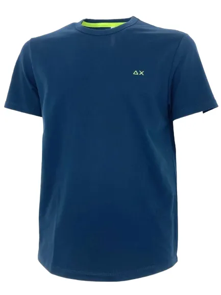 T-SHIRT UOMO BLU CON DETTAGLI FLUO