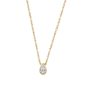 Teardrop Necklace - White Diamond / 14k Yellow Gold