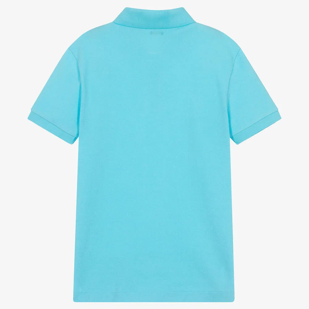 Teen Boys Blue Cotton Polo Shirt