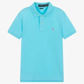 Teen Boys Blue Cotton Polo Shirt