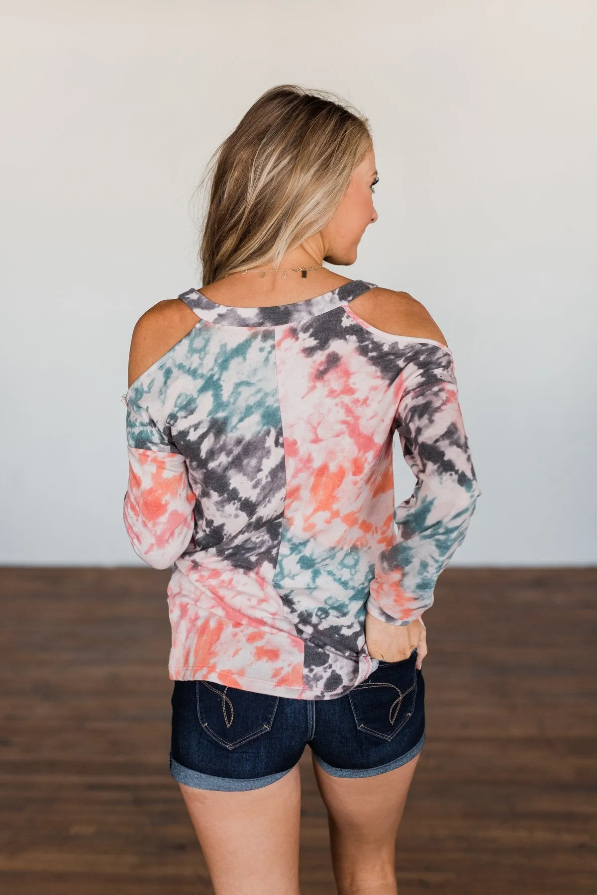 That's The Way Tie Dye Cold Shoulder Top- Multi