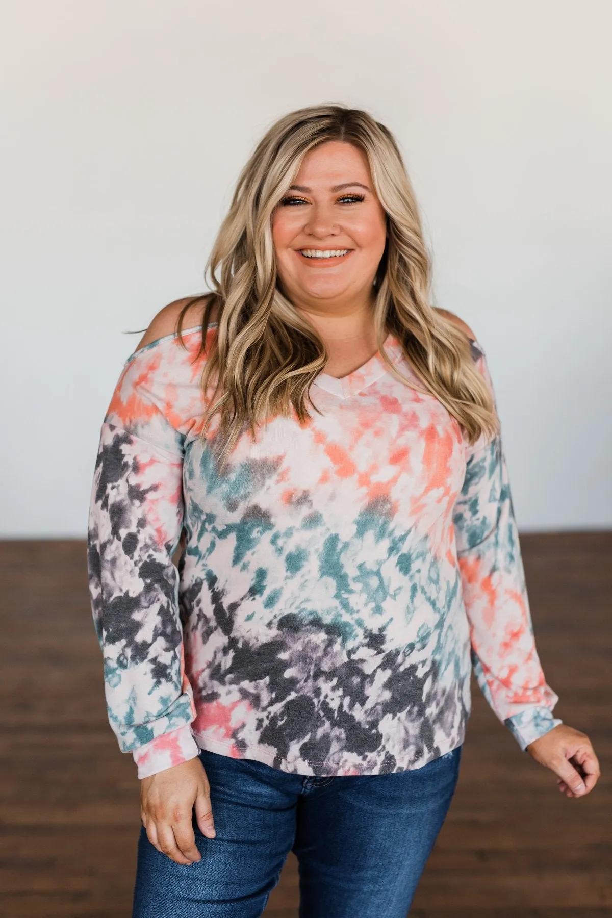 That's The Way Tie Dye Cold Shoulder Top- Multi