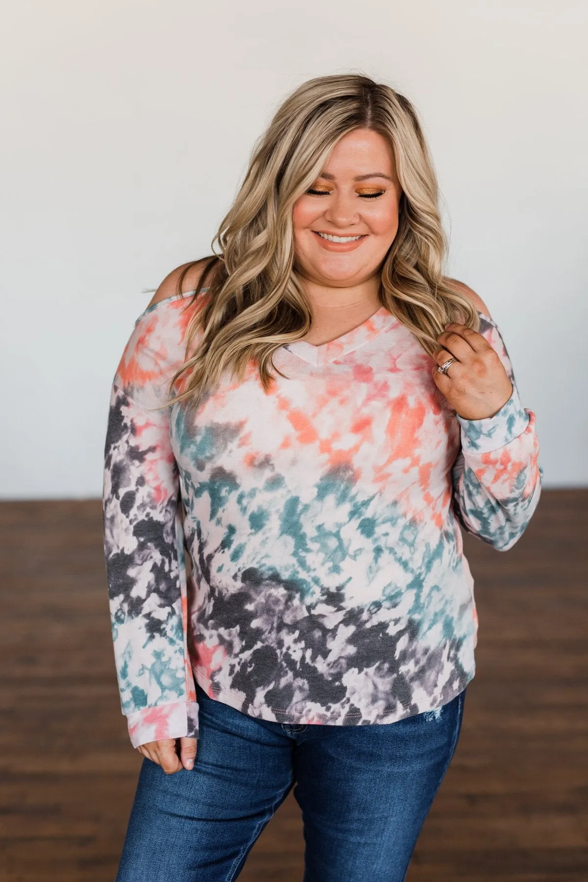 That's The Way Tie Dye Cold Shoulder Top- Multi