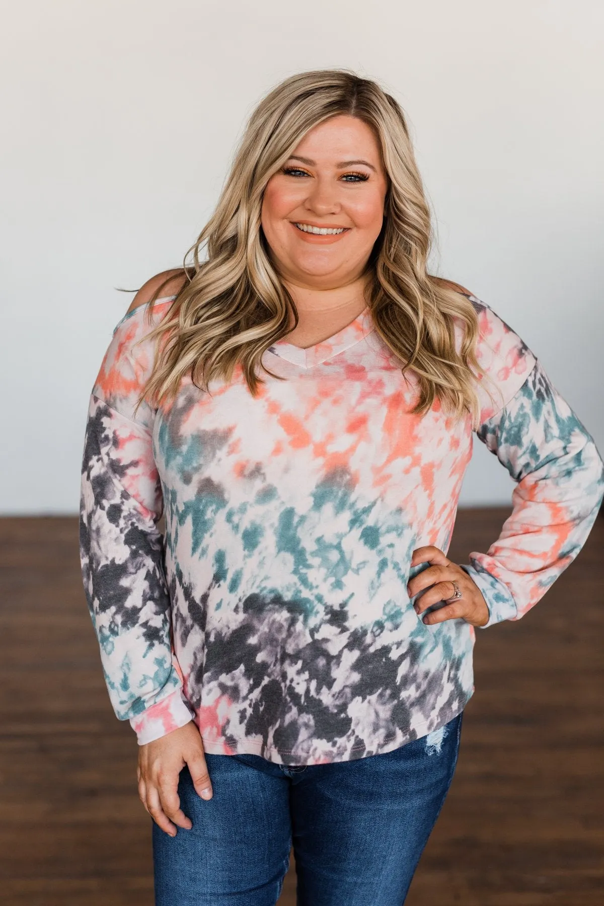 That's The Way Tie Dye Cold Shoulder Top- Multi