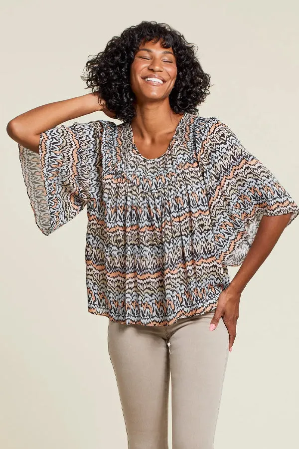 Tribal Flutter Sleeve Blouse