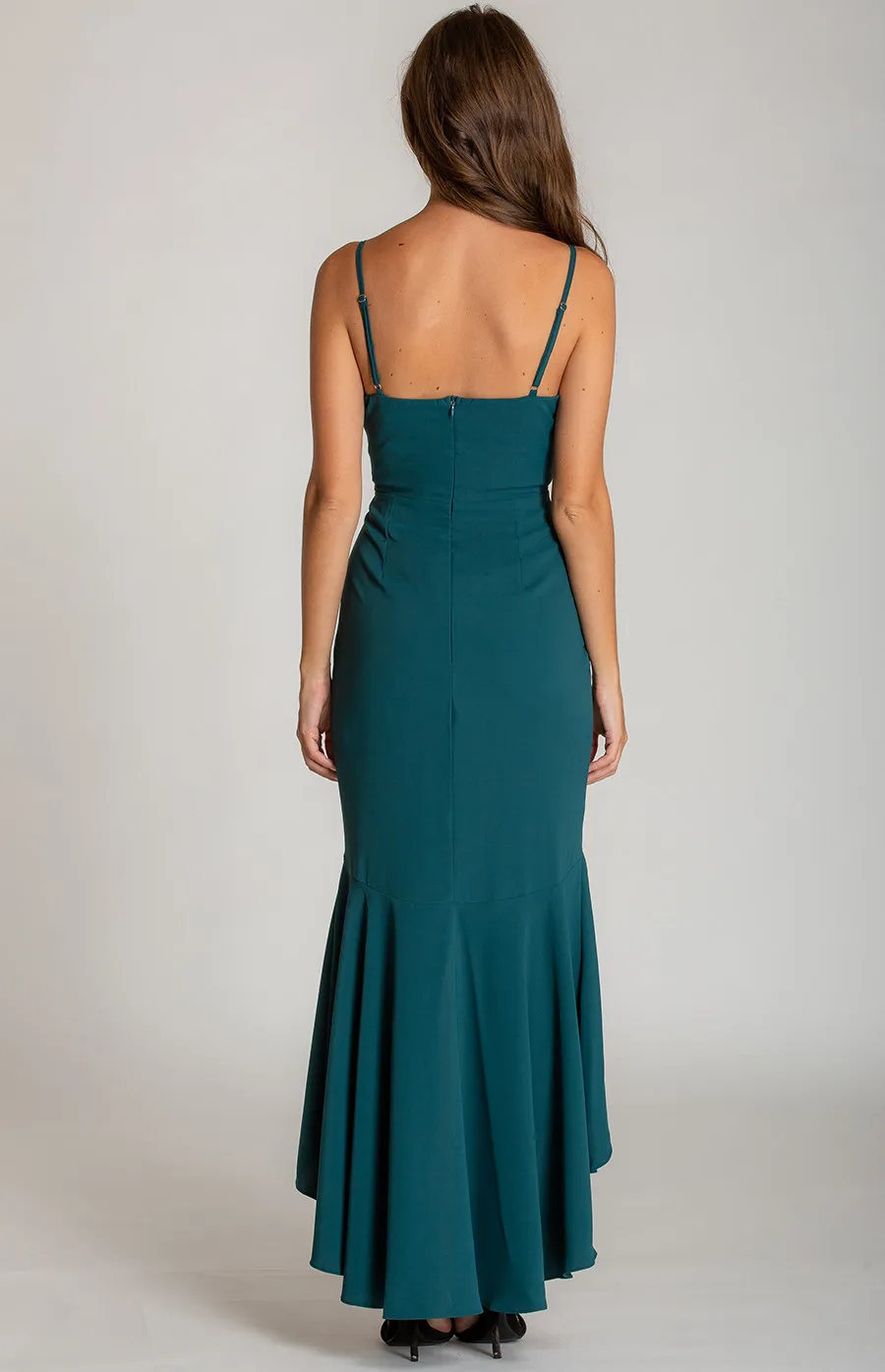  V-neckline Formal Dress with Waterfall Hemline (ADR933A)