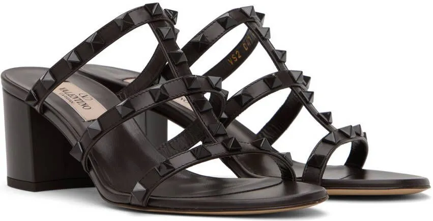 Valentino Garavani Brown Rockstud Heeled Sandals