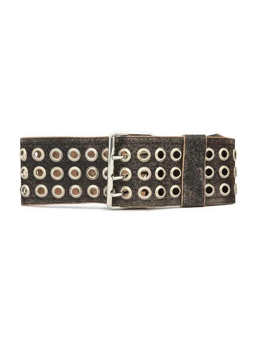 Vaquera Big Eyelet Leather Belt