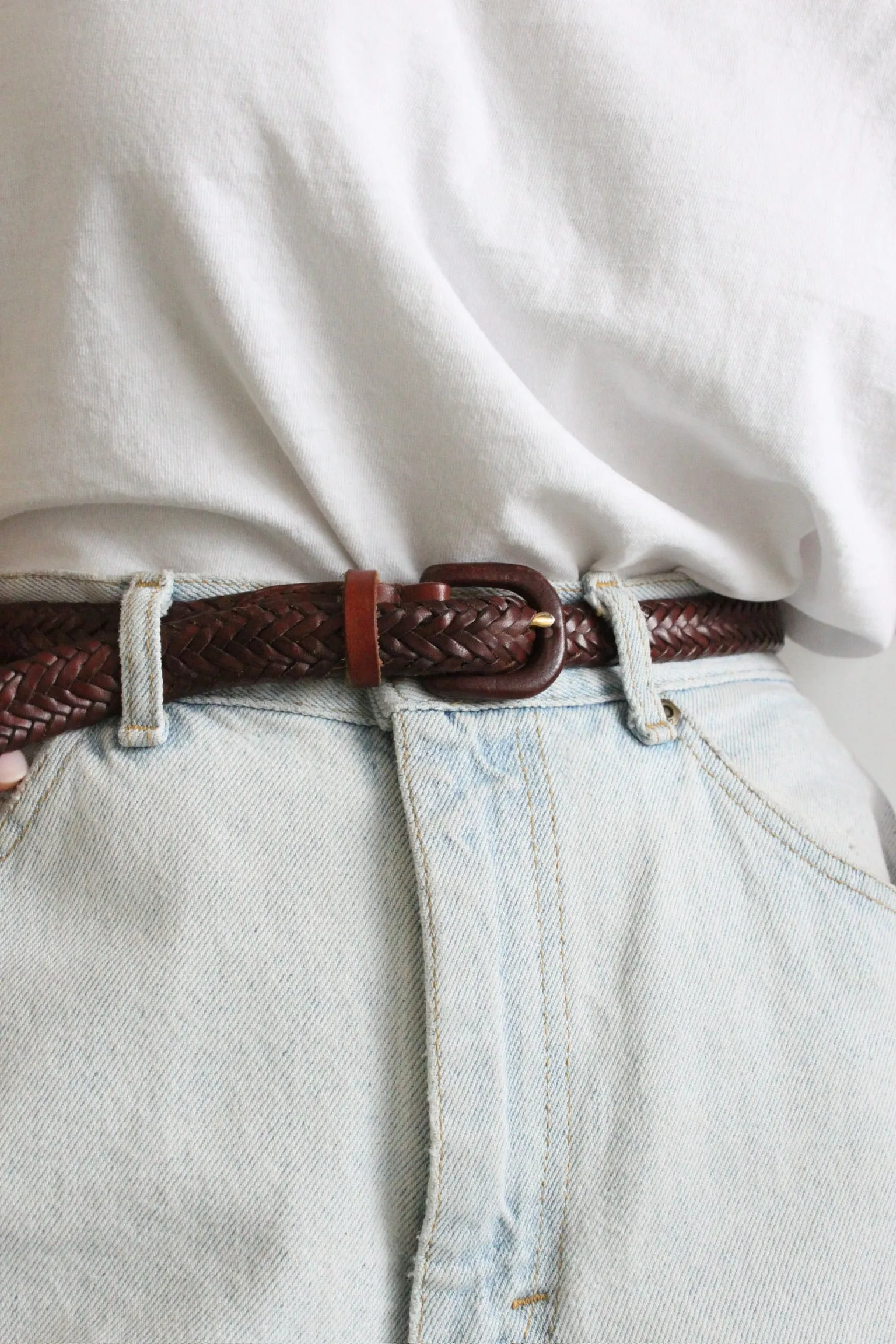 Vintage Brown Braided Leather Belt