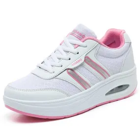 White stripe accents rocker bottom shoe sneaker