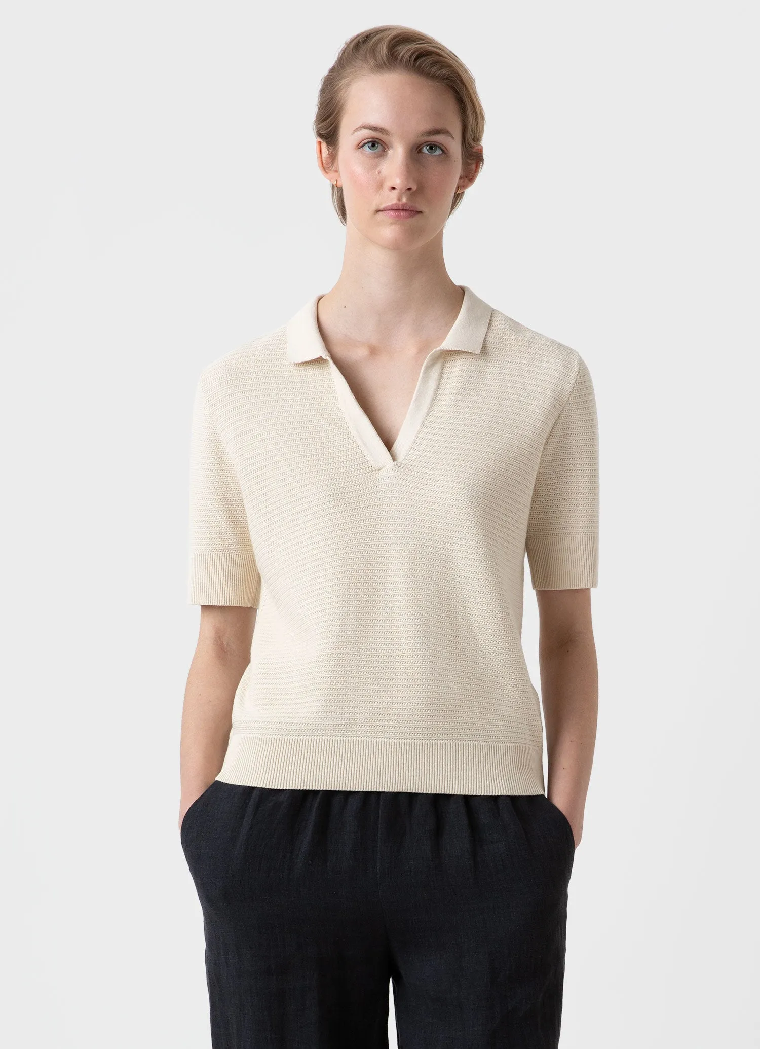 Women's Archive Knit Polo in Ecru