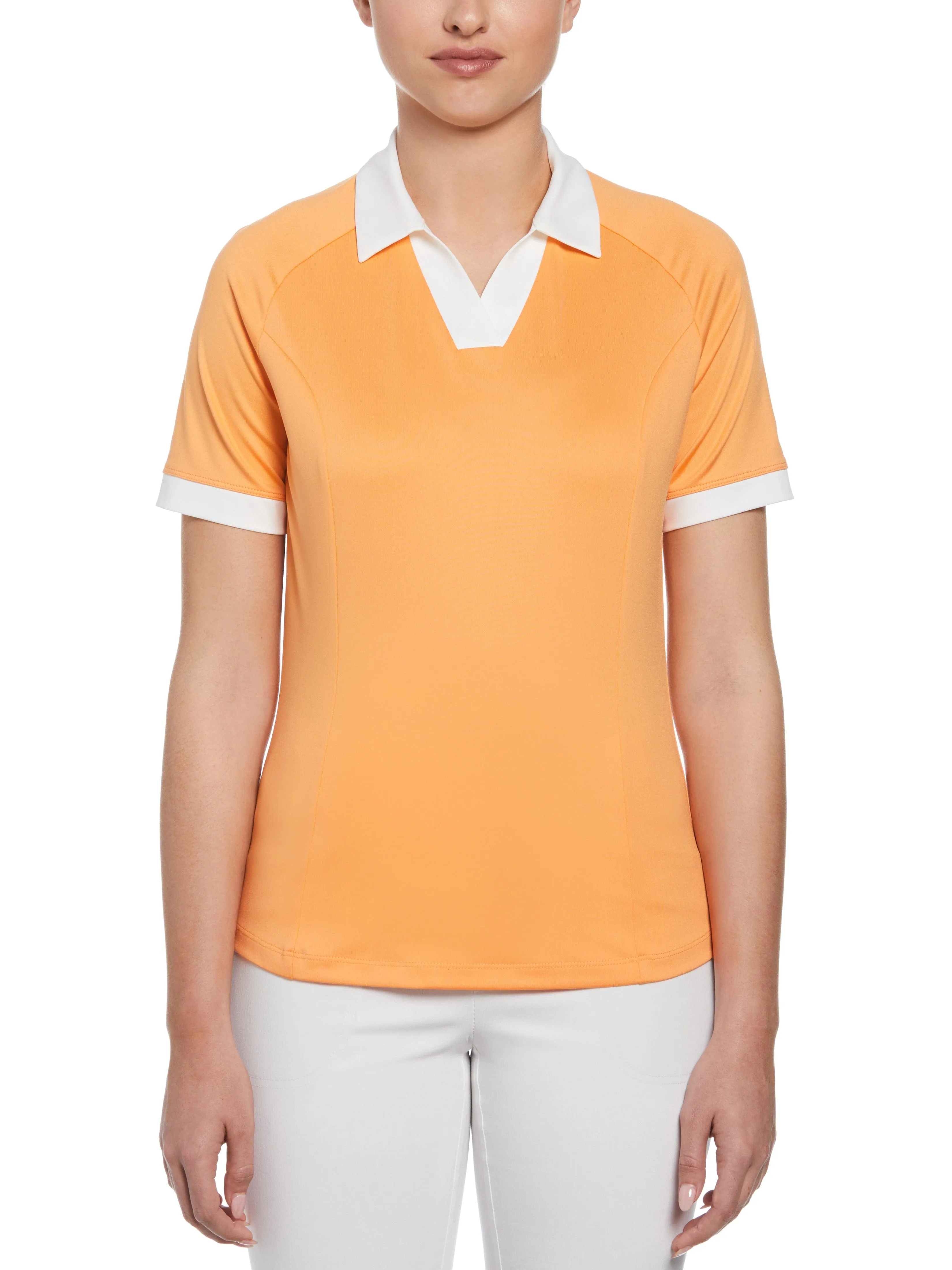 Womens Color Block V-Placket Golf Polo