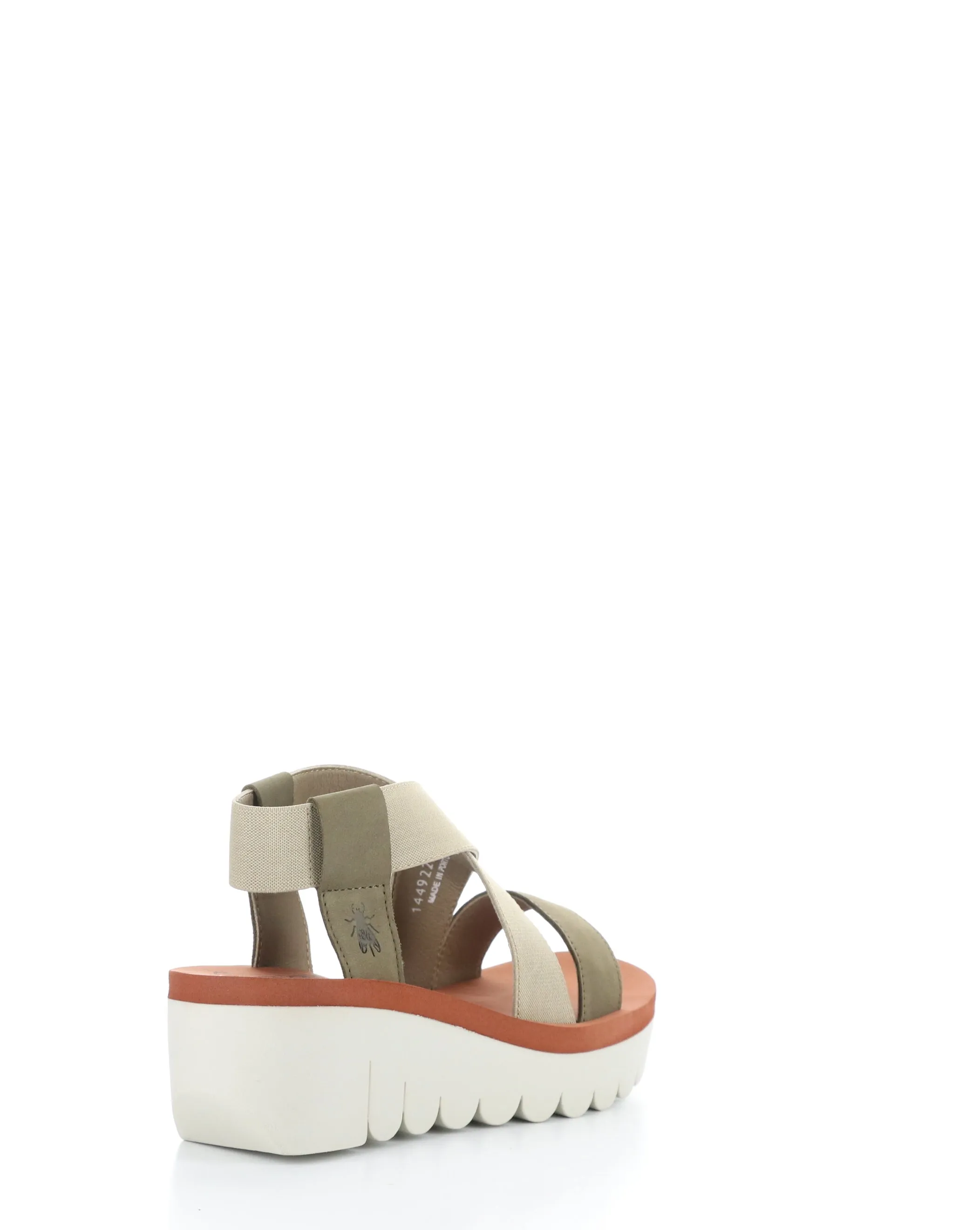 YABI922FLY 011 MILITARY/BEIGE/BRICK Round Toe Sandals